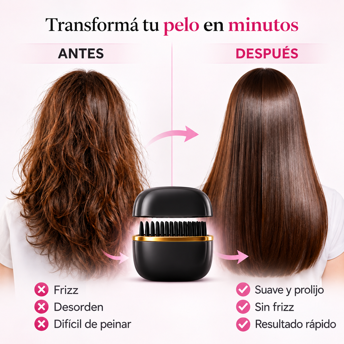 Antes y después del mini alisador