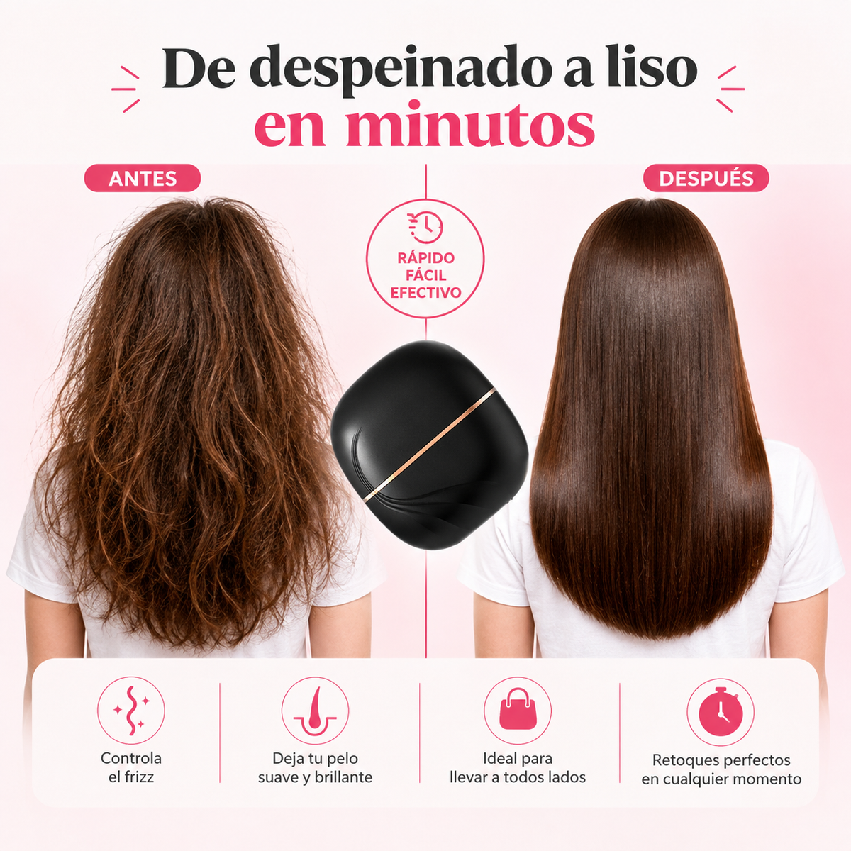 De despeinado a liso con el mini alisador